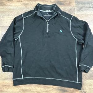 Tommy Bahama with‎ Pima Cotton and Tencel 1/4 Zip Black Sweater Size XXL/TTG
